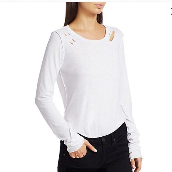 n: Philanthropy semi sheer white long sleeve bodysuit Small - Picture 1 of 10